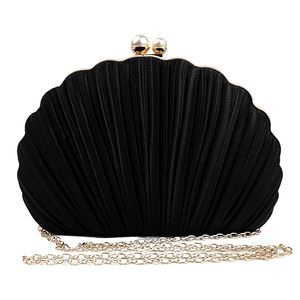 Mini Pleated Seashell Evening Clutch Handbag, Clutch Bag, Pearl c: